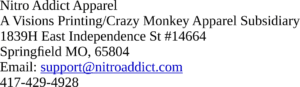 Nitro Addict Apparel contact information, Springfield MO, support email and phone number