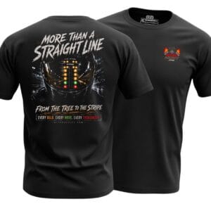 More Than a Straight Line Nitro Addict drag racing shirt with Christmas Tree visor reflection